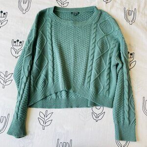 Wild Fable Foam Green Cable Boxy Crop Sweater Size Medium